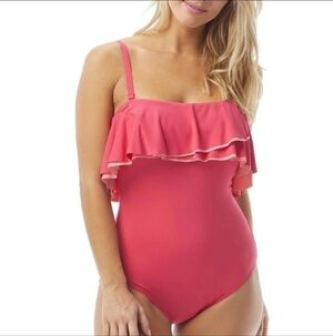 NWT Coco Reef HIBISCUS Contours Ruffled One-Piece Swimsuit Sz. 14/38D